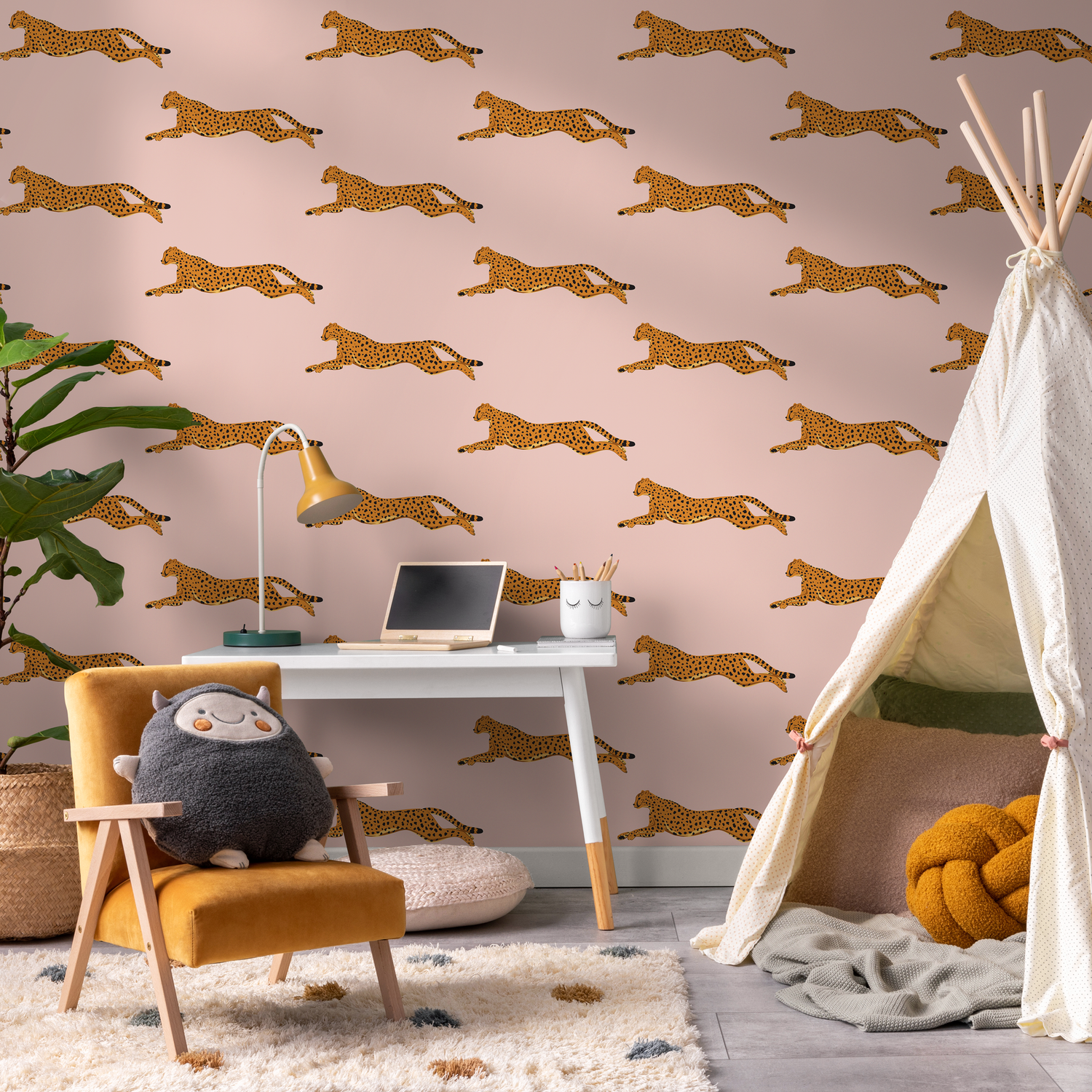Pink Boho Cheetah Wallpaper Removable and Repositionable Peel and Stick or Traditional Pre-pasted Wallpaper - ZADS