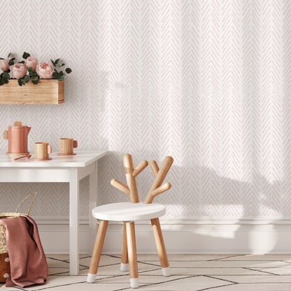 Boho Herringbone in Soft Pink Wallpaper  Removable and Repositionable Peel and Stick or Traditional Pre-pasted Wallpaper - ZADW