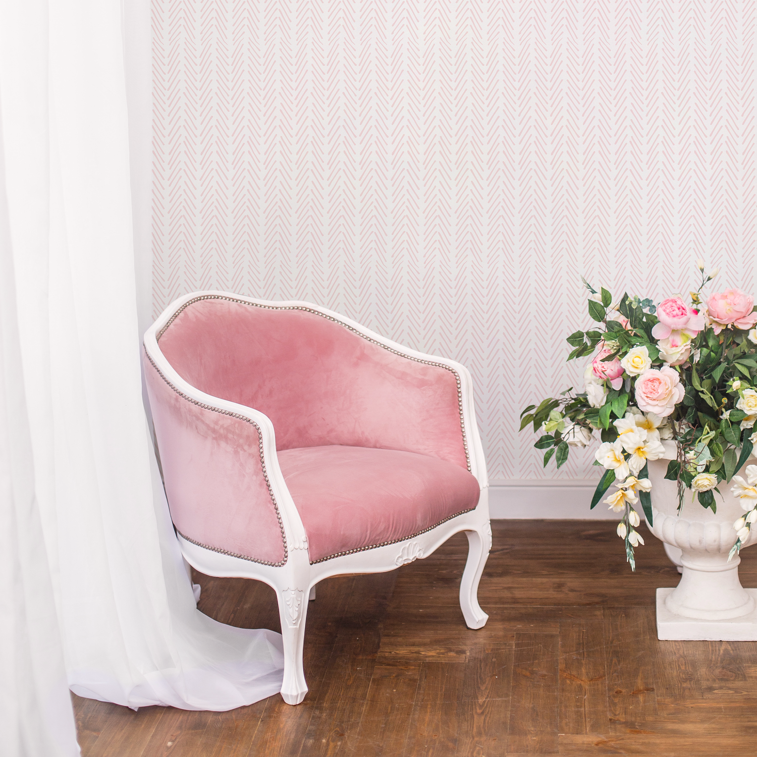 Papel pintado bohemio con diseño de espiga en rosa suave, extraíble y reposicionable, autoadhesivo o tradicional preencolado - ZADW