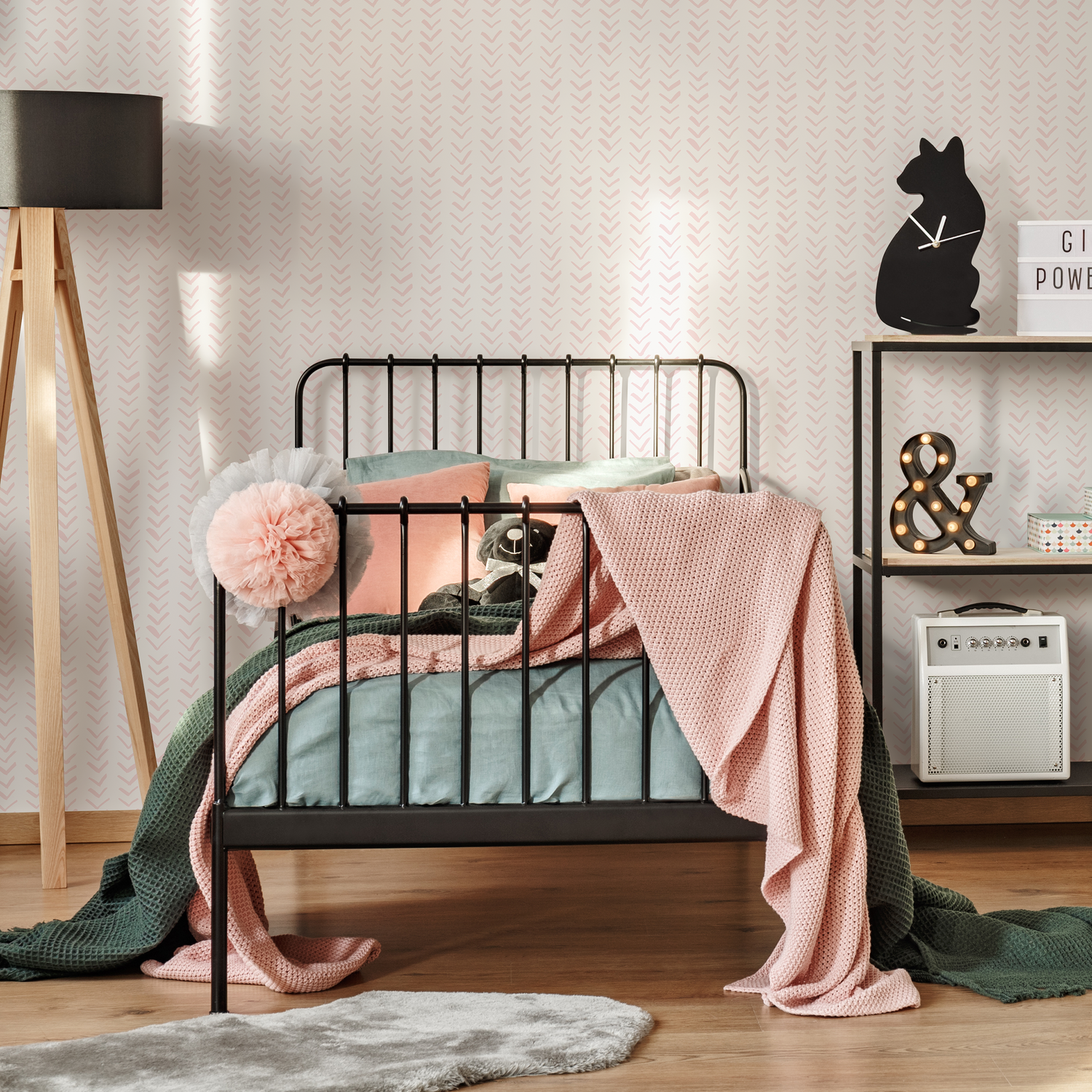 Papel pintado bohemio con diseño de espiga en rosa suave, extraíble y reposicionable, autoadhesivo o tradicional preencolado - ZADX
