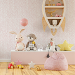 Boho Herringbone in Soft Pink Wallpaper  Removable and Repositionable Peel and Stick or Traditional Pre-pasted Wallpaper - ZADY - ONDECOR.COM