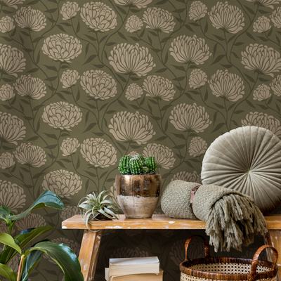 Olive Green Peel And Stick Wallpaper
