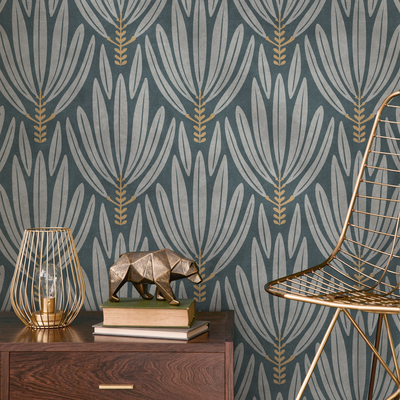 Grey & Gold Peel and Stick Wallpaper | Modern & Geometric