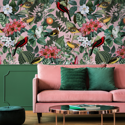 Light Pink Floral Peel And Stick Wallpaper