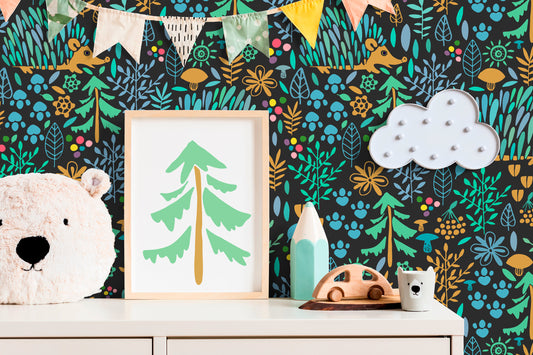 Wallpaper Peel and Stick Wallpaper Removable Wallpaper Home Decor Wall Art Wall Decor Room Decor / Animal and Forest Kids Wallpaper - C044