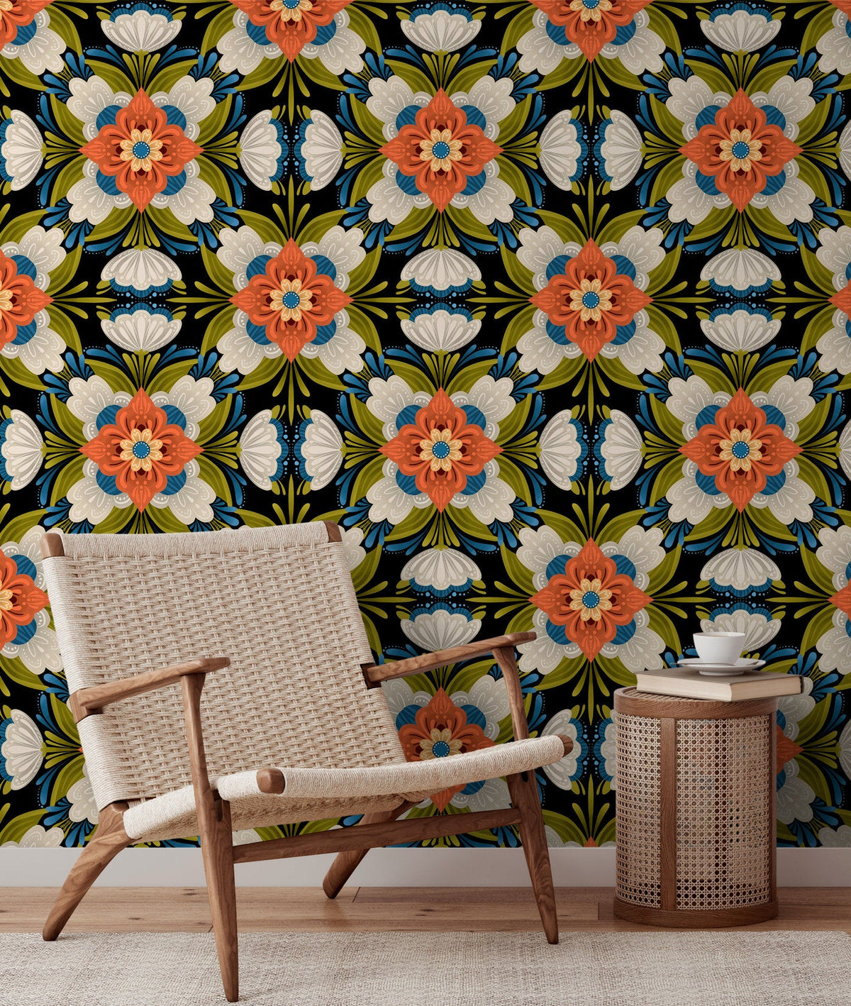 Peel and Stick Wallpaper Removable Wallpaper Wall Decor Home Decor Wall Art Printable Wall Art Room Decor / Arabesque Flower - X123