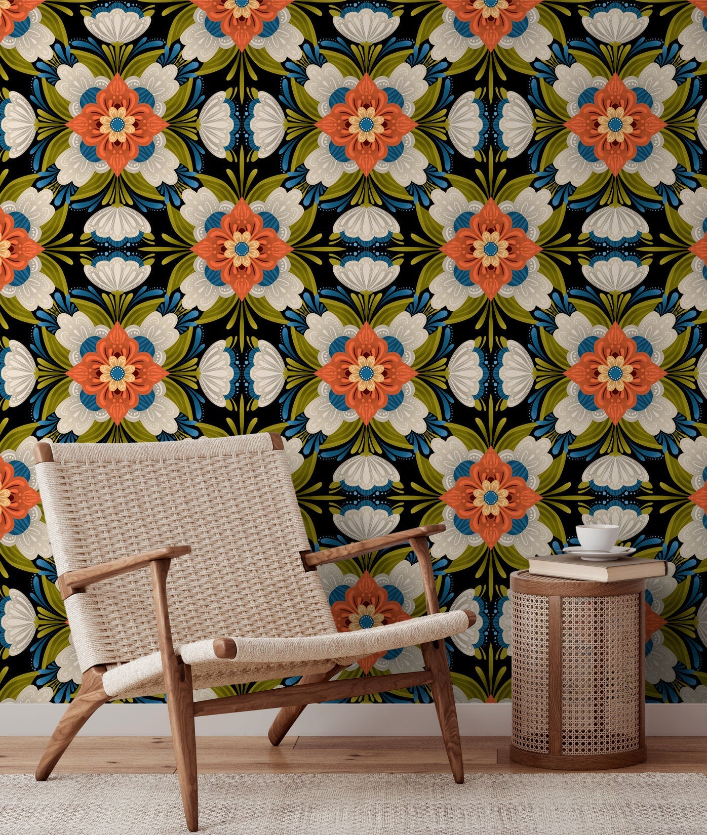 Peel and Stick Wallpaper Removable Wallpaper Wall Decor Home Decor Wall Art Printable Wall Art Room Decor / Arabesque Flower - X123