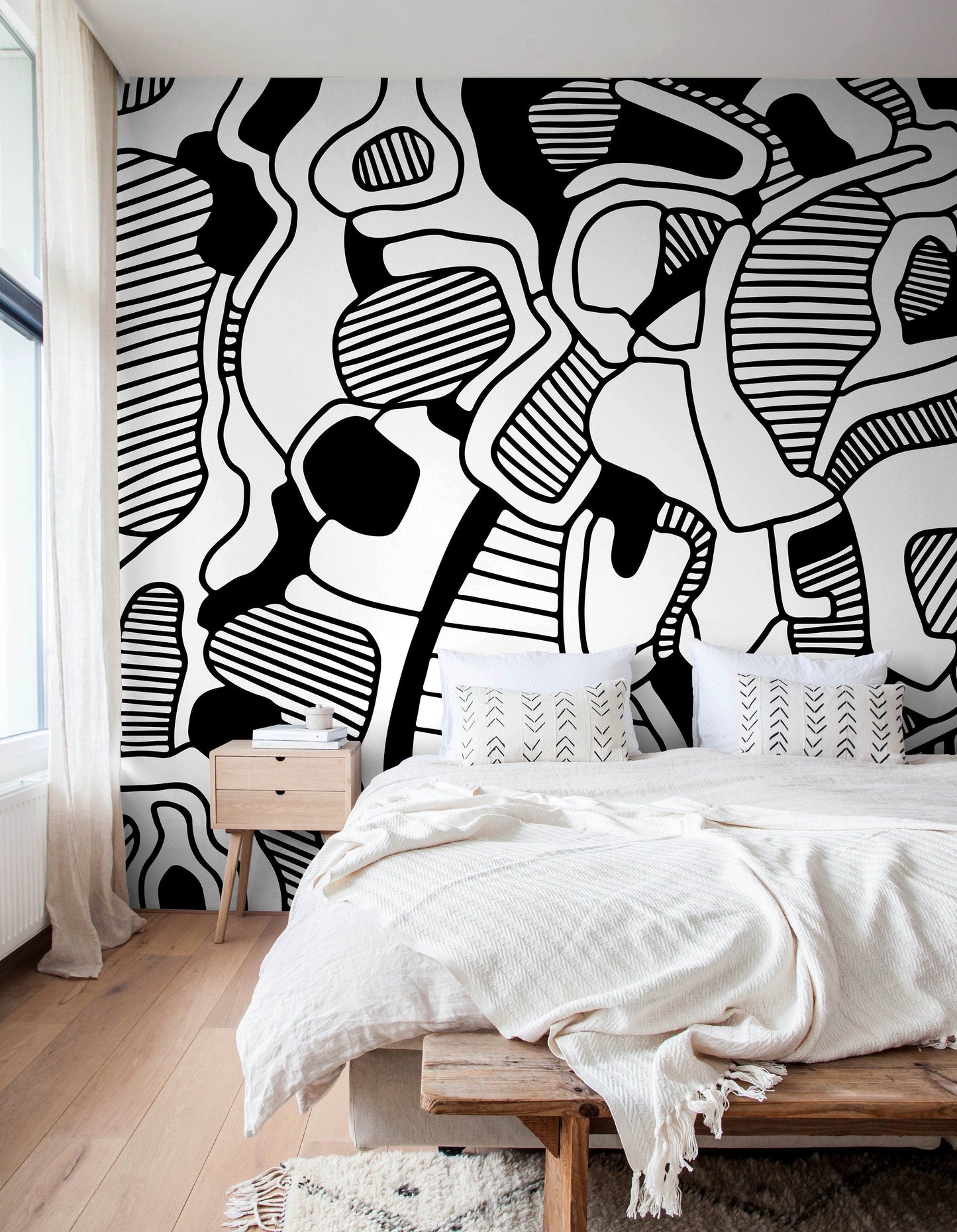 Wallpaper Peel and Stick Wallpaper Removable Wallpaper Home Decor Wall Art Wall Decor Room Decor / Black and White Abstract Wallpaper - X144