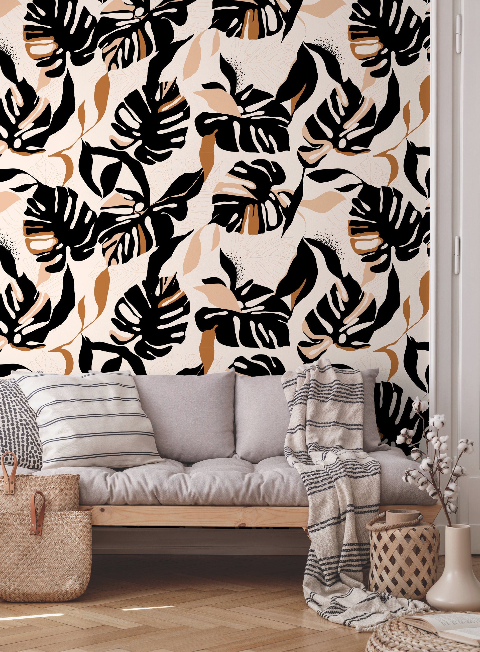 Wallpaper Peel and Stick Wallpaper Removable Wallpaper Home Decor Wall Art Wall Decor Room Decor / Tropical Boho Wallpaper - C397