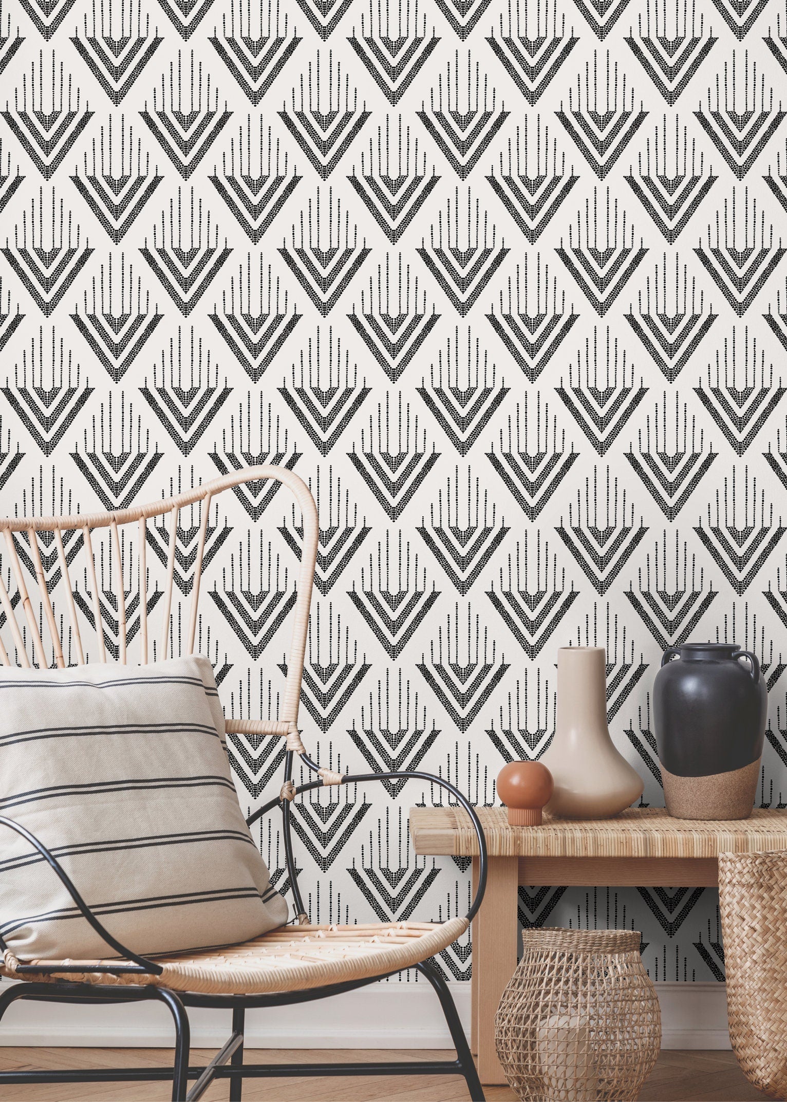 Wallpaper Peel and Stick Wallpaper Removable Wallpaper Home Decor Wall Art Wall Decor Room Decor / Geometric Boho Wallpaper - C498