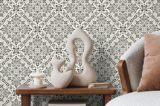 Marrakech Tile Geometric Wallpaper / Peel and Stick Wallpaper Removable Wallpaper Home Decor Wall Art Wall Decor Room Decor - C713