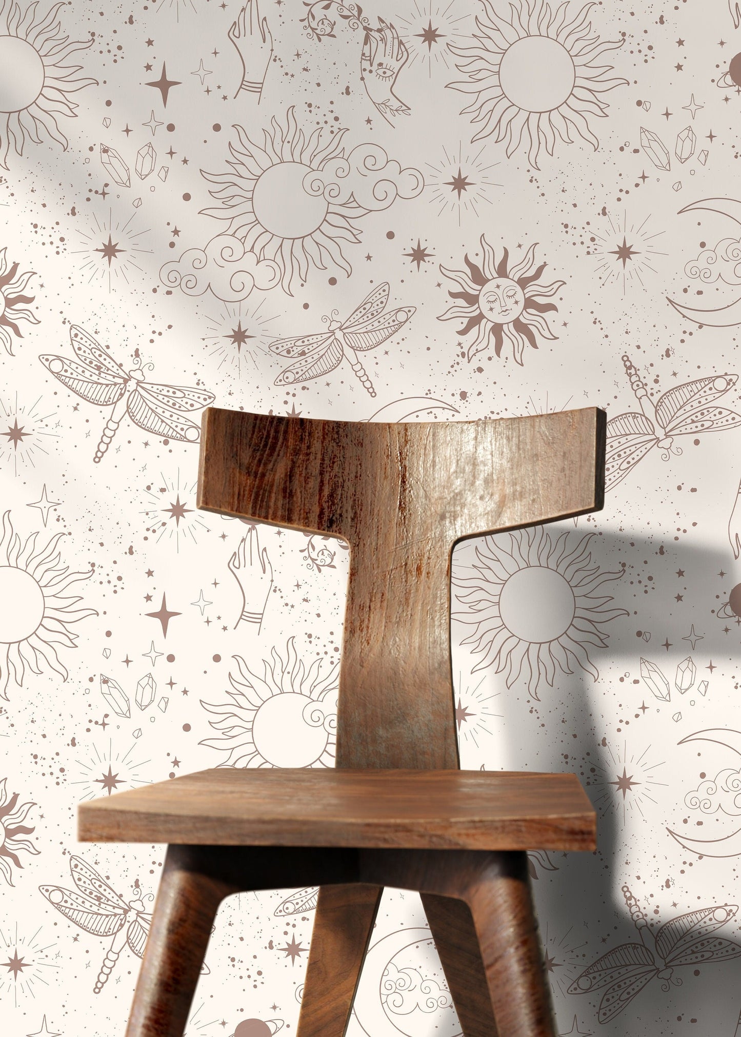 Mystique and Celestial Wallpaper Removable Peel and Stick Wallpaper, Peel and Stick Wallpaper Moon and Butterfly - ZAAV