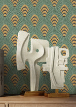 Green Modern Art Deco Wallpaper / Peel and Stick Wallpaper Removable Wallpaper Home Decor Wall Art Wall Decor Room Decor - D053
