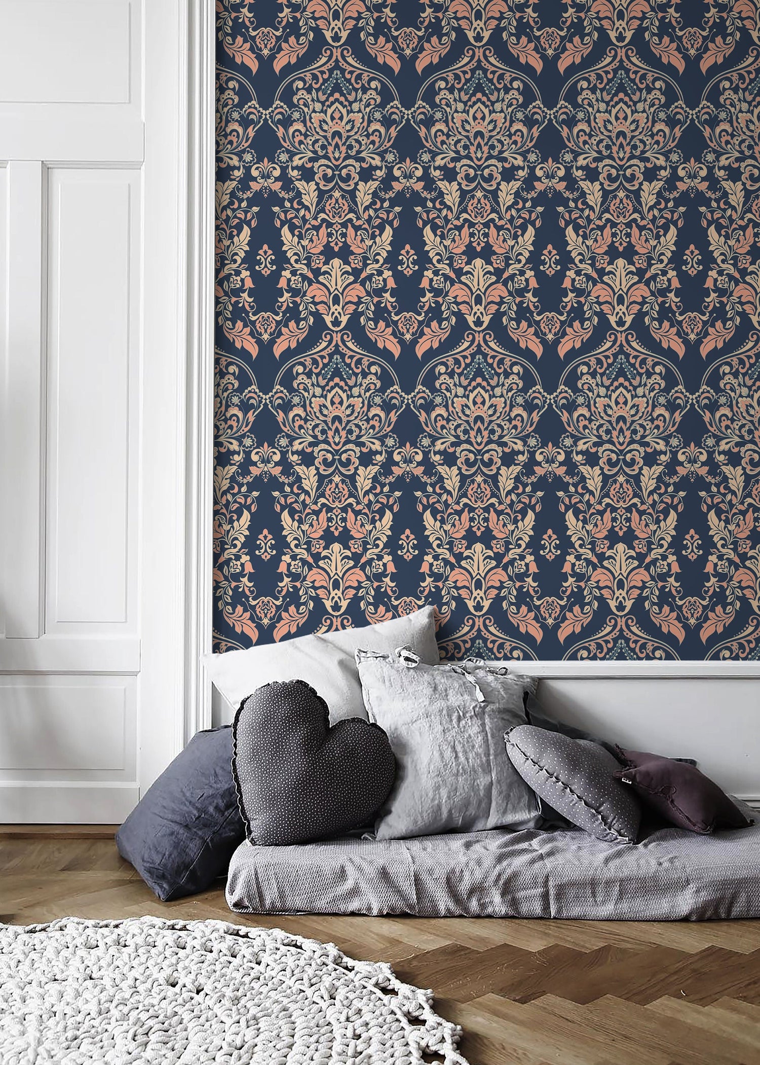 Floral Vintage Victorian Wallpaper / Peel and Stick Wallpaper Removable Wallpaper Home Decor Wall Art Wall Decor Room Decor - D075