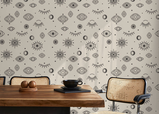 Mystique and Celestial Wallpaper Removable Peel and Stick Wallpaper, Peel and Stick Wallpaper Moon and Sun - ZACQ