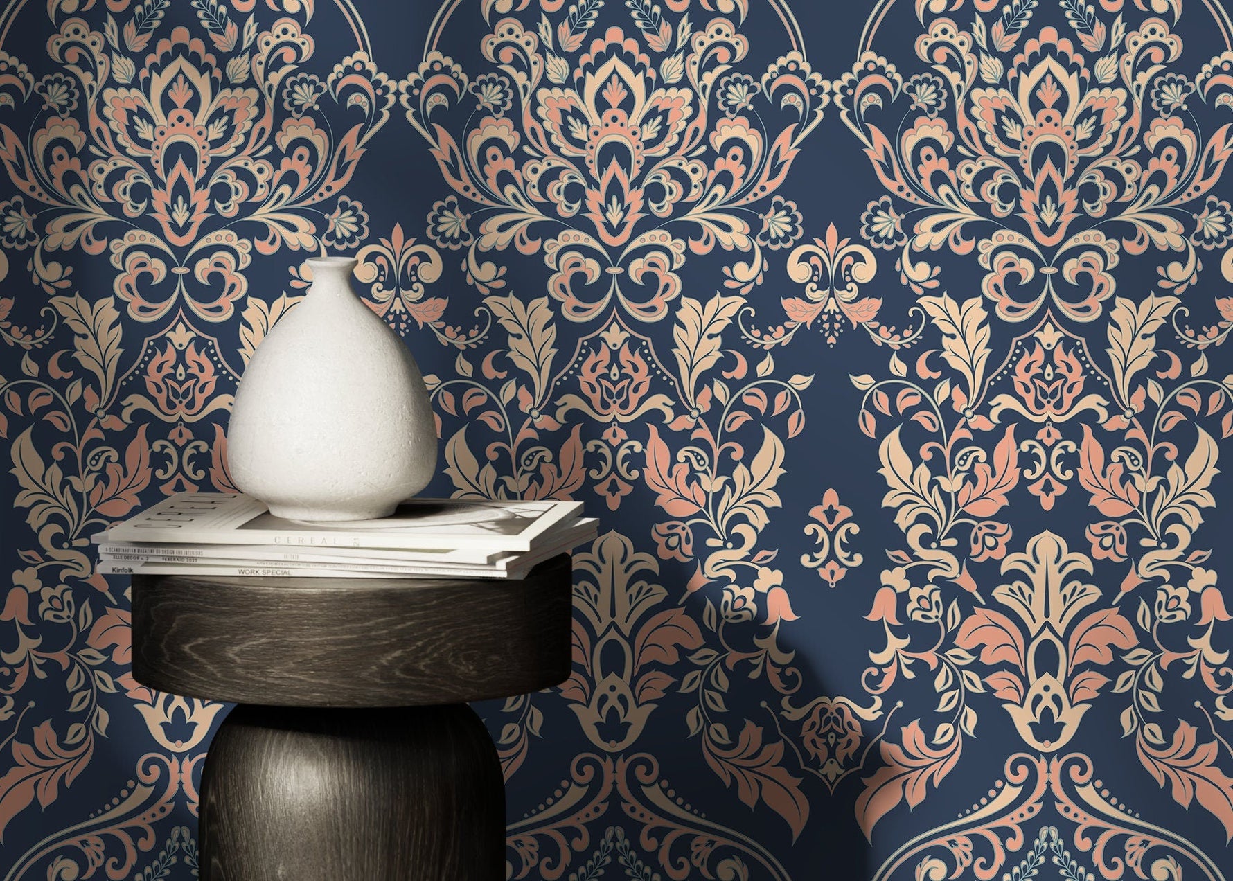 Floral Vintage Victorian Wallpaper / Peel and Stick Wallpaper Removable Wallpaper Home Decor Wall Art Wall Decor Room Decor - D075