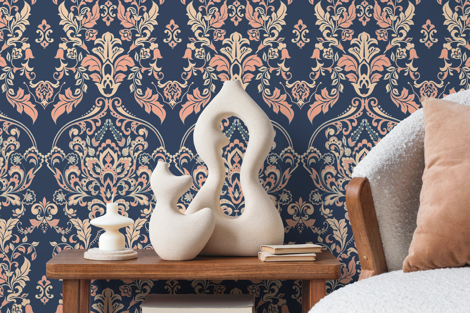 Floral Vintage Victorian Wallpaper / Peel and Stick Wallpaper Removable Wallpaper Home Decor Wall Art Wall Decor Room Decor - D075