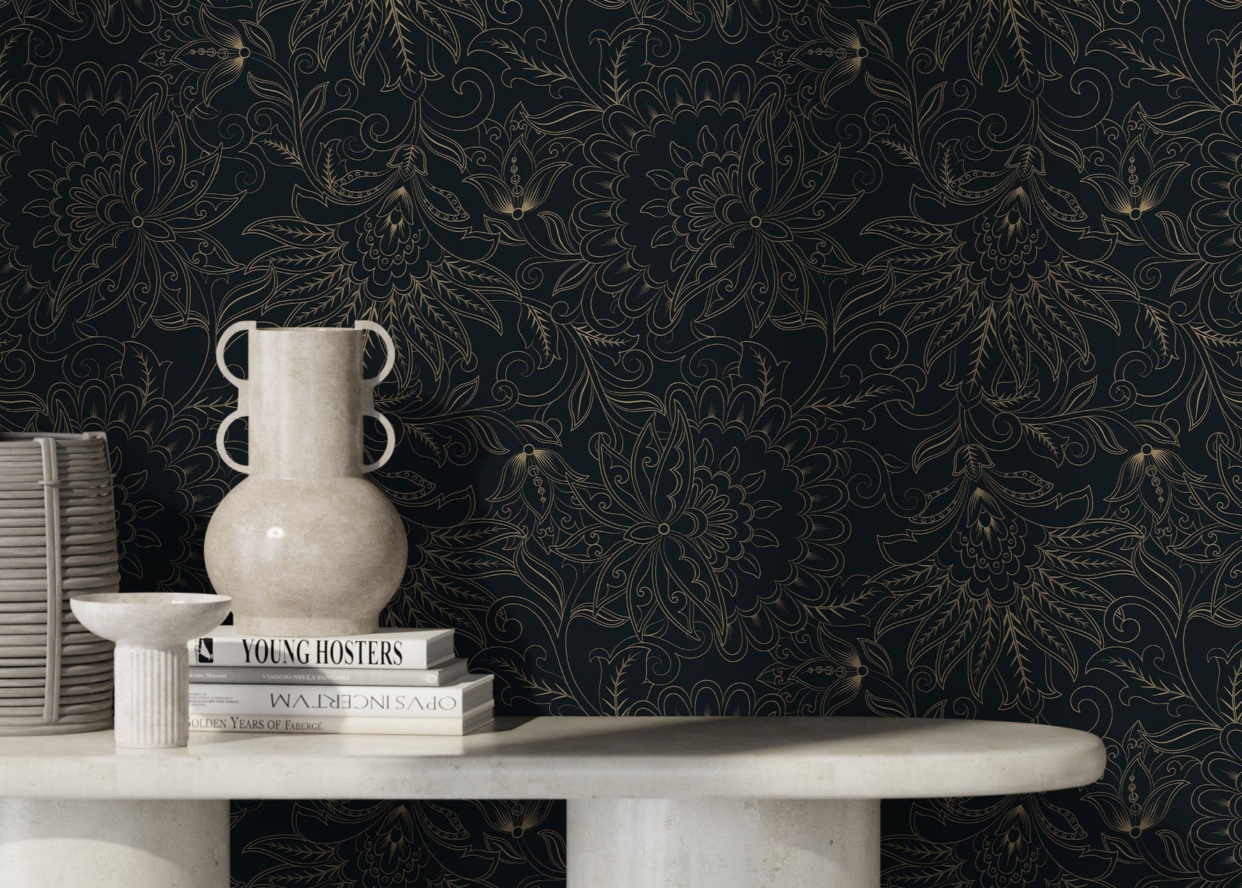 Dark Victorian Wallpaper / Peel and Stick Wallpaper Removable Wallpaper Home Decor Wall Art Wall Decor Room Decor - D081
