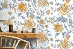 Vintage Floral Garden Wallpaper / Peel and Stick Wallpaper Removable Wallpaper Home Decor Wall Art Wall Decor Room Decor - D127