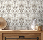 Cream Vintage Victorian Wallpaper / Peel and Stick Wallpaper Removable Wallpaper Home Decor Wall Art Wall Decor Room Decor - D098
