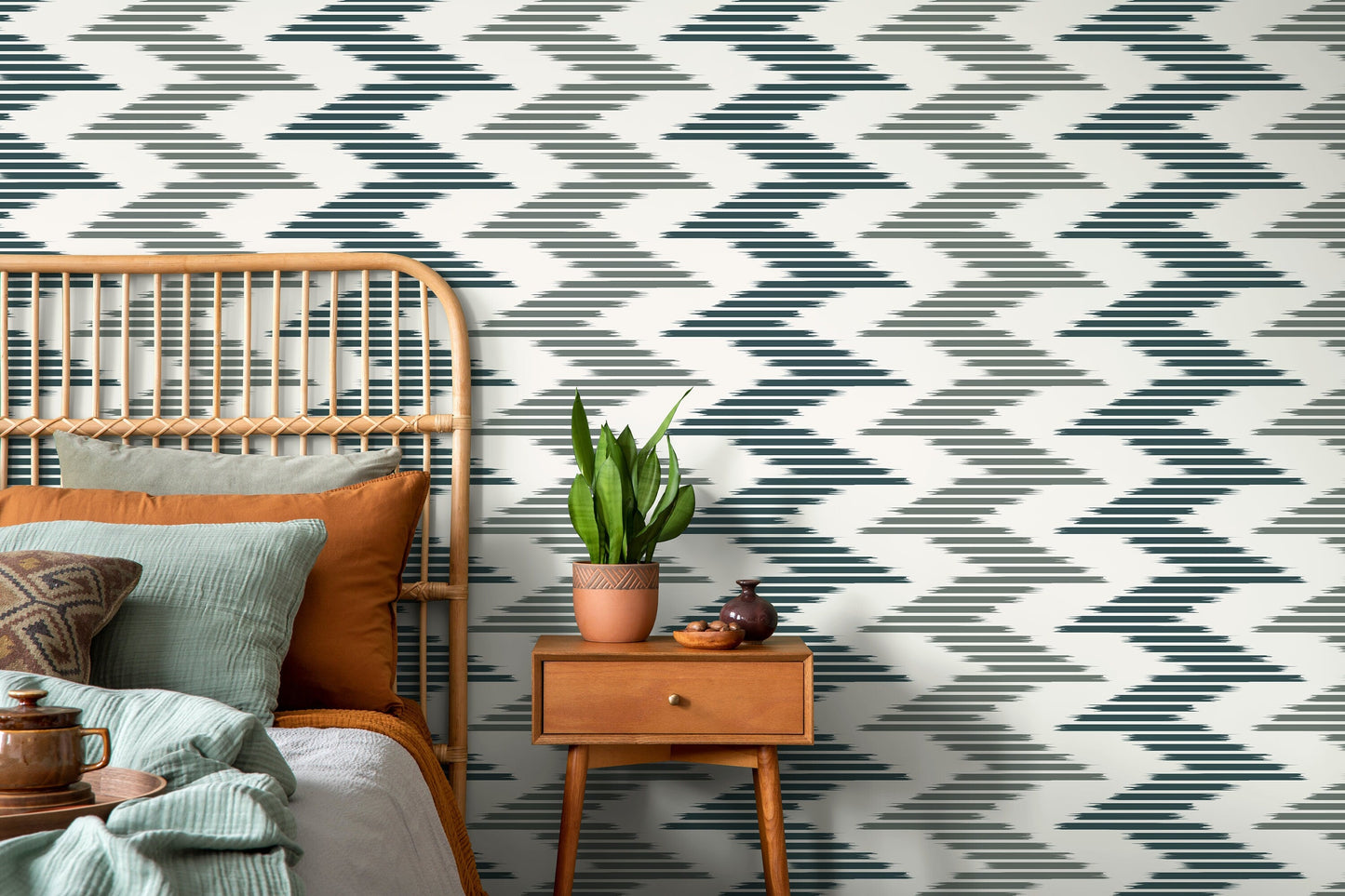 Boho Chevron Wallpaper / Peel and Stick Wallpaper Removable Wallpaper Home Decor Wall Art Wall Decor Room Decor - D205