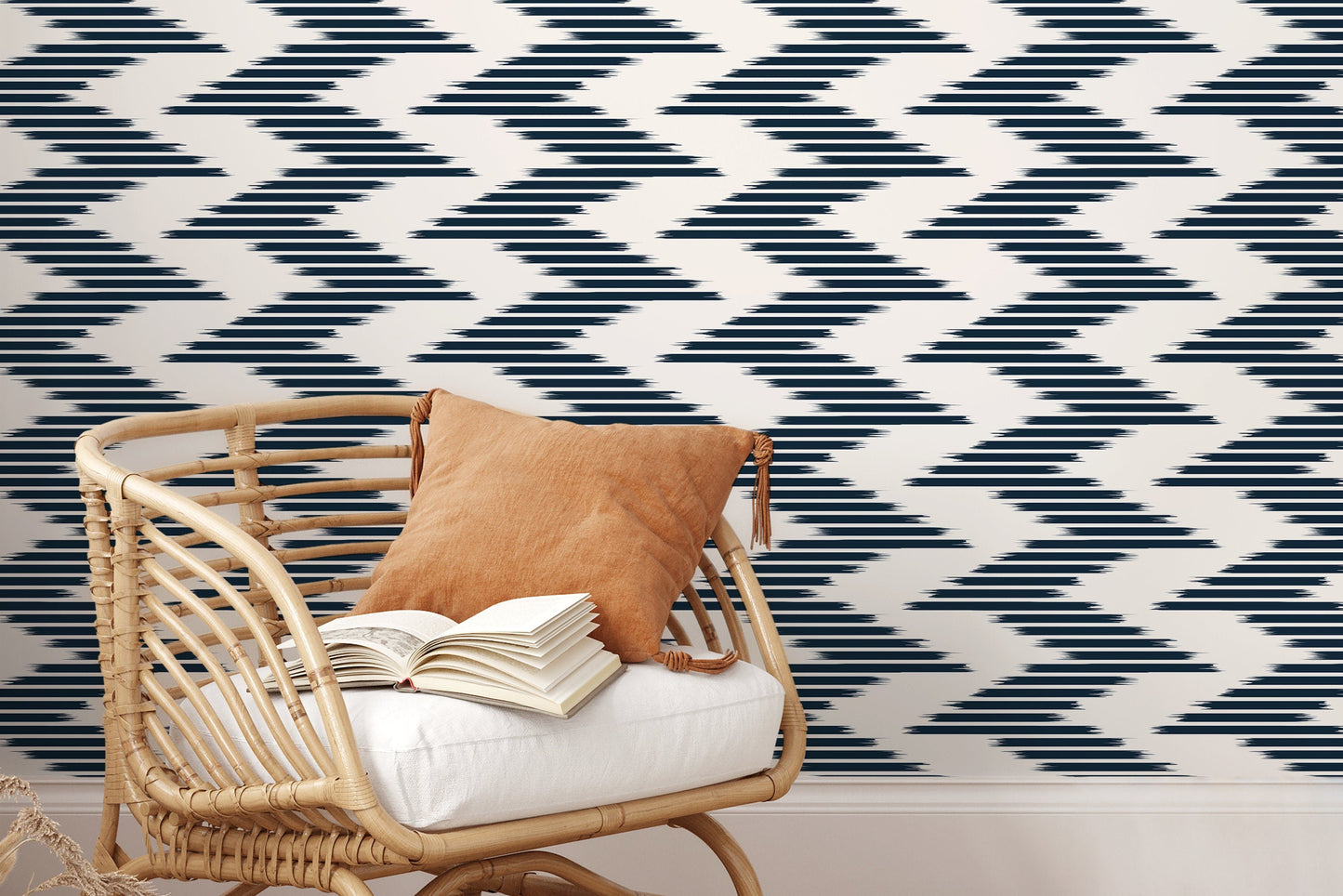 Navy Chevron Wallpaper / Peel and Stick Wallpaper Removable Wallpaper Home Decor Wall Art Wall Decor Room Decor - D208