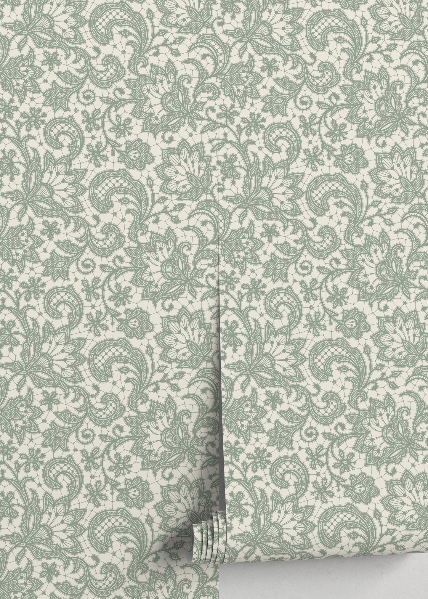 Mint Ornamental Garden / Peel and Stick Wallpaper Removable Wallpaper Home Decor Wall Art Wall Decor Room Decor - D213