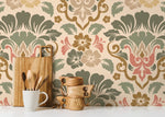 Floral Damask Wallpaper / Peel and Stick Wallpaper Removable Wallpaper Home Decor Wall Art Wall Decor Room Decor - D214