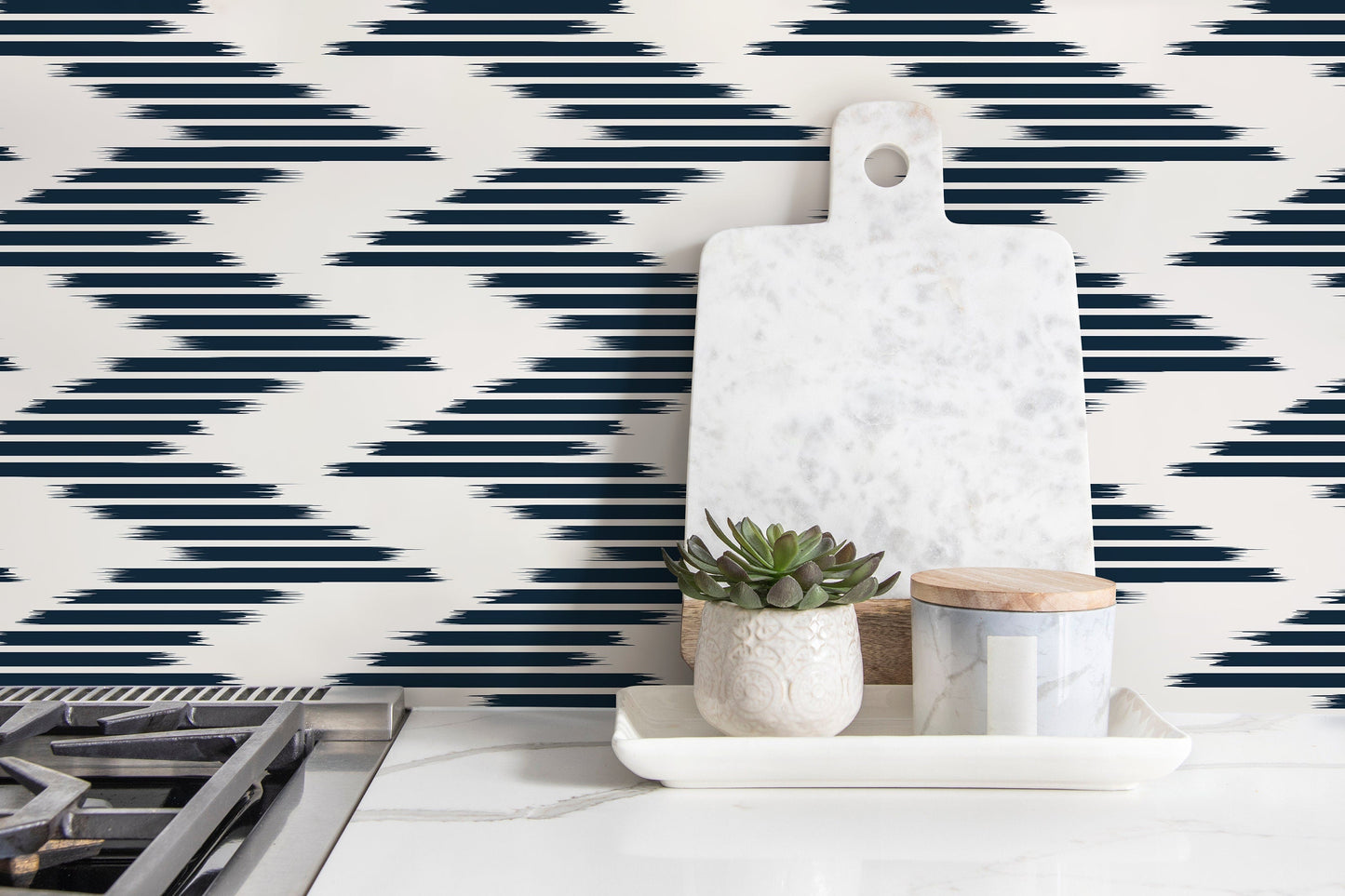 Navy Chevron Wallpaper / Peel and Stick Wallpaper Removable Wallpaper Home Decor Wall Art Wall Decor Room Decor - D208