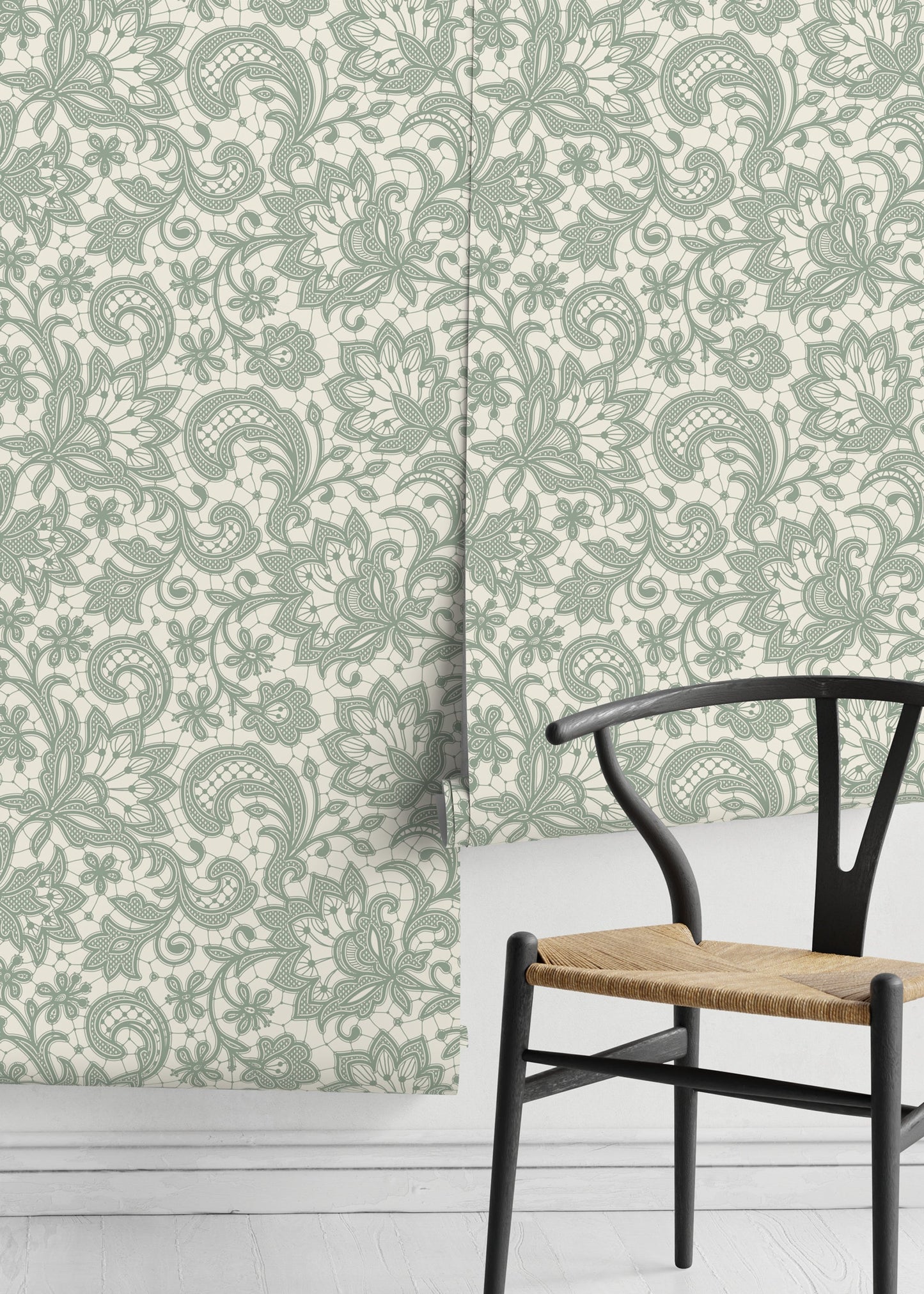 Mint Ornamental Garden / Peel and Stick Wallpaper Removable Wallpaper Home Decor Wall Art Wall Decor Room Decor - D213