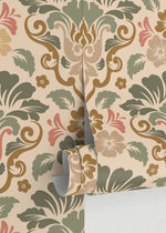 Floral Damask Wallpaper / Peel and Stick Wallpaper Removable Wallpaper Home Decor Wall Art Wall Decor Room Decor - D214