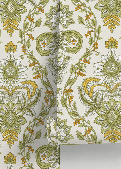 Light Green Vintage Victorian Wallpaper / Peel and Stick Wallpaper Removable Wallpaper Home Decor Wall Art Wall Decor Room Decor - D224