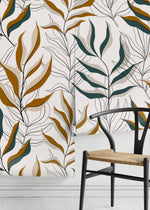 Boho Tropical Leaf Wallpaper / Peel and Stick Wallpaper Removable Wallpaper Home Decor Wall Art Wall Decor Room Decor - D253