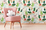 Cute Floral Garden Wallpaper / Peel and Stick Wallpaper Removable Wallpaper Home Decor Wall Art Wall Decor Room Decor - D310