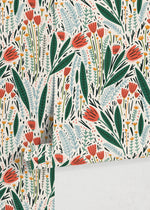 Scandinavian Floral Wallpaper / Peel and Stick Wallpaper Removable Wallpaper Home Decor Wall Art Wall Decor Room Decor - D398