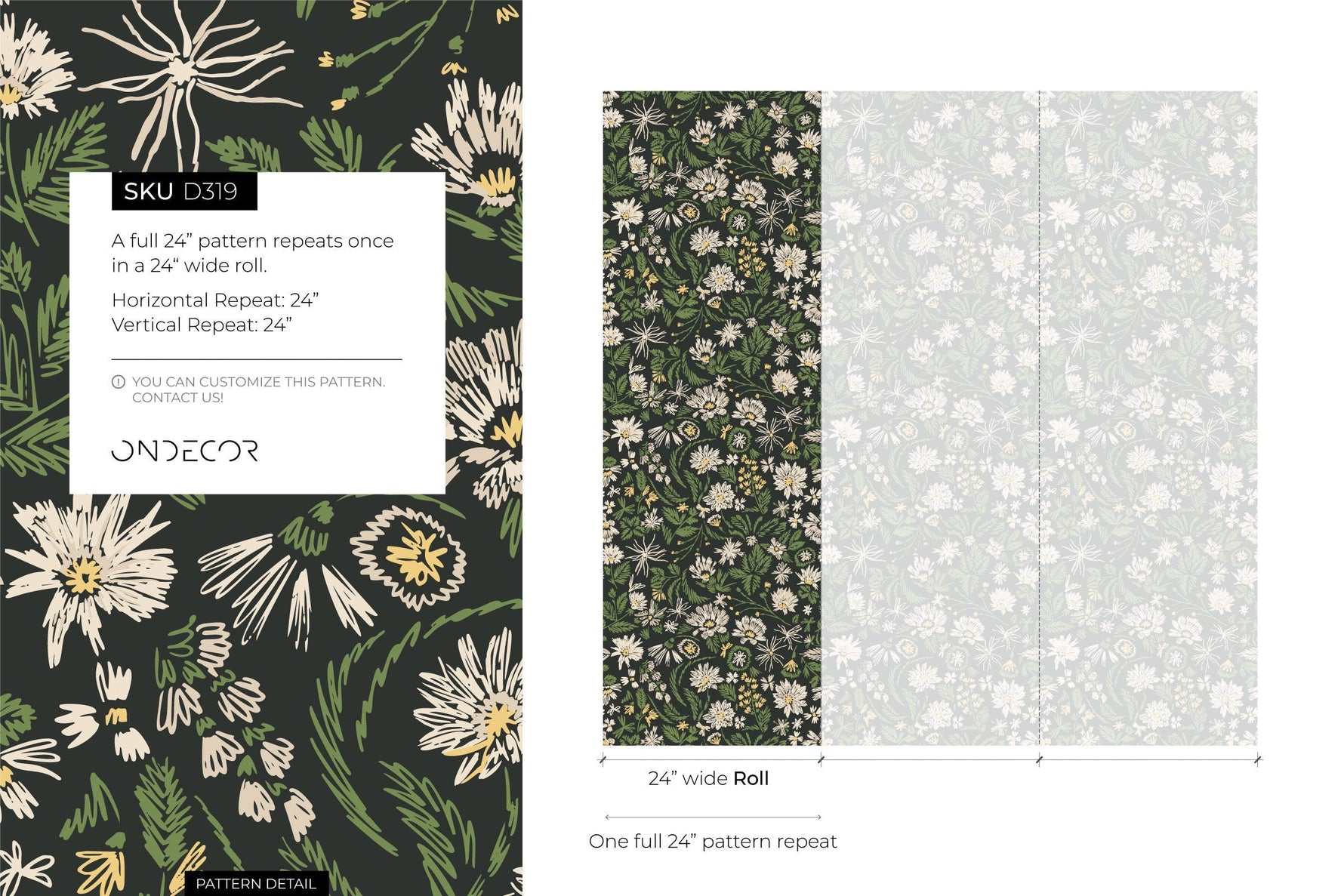 Daisy Flower Garden Wallpaper / Peel and Stick Wallpaper Removable Wallpaper Home Decor Wall Art Wall Decor Room Decor - D319
