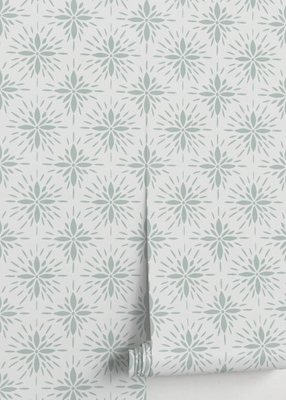 Floral Tile Wallpaper / Peel and Stick Wallpaper Removable Wallpaper Home Decor Wall Art Wall Decor Room Decor - D332