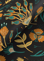 Brown and Yellow Floral Wallpaper / Peel and Stick Wallpaper Removable Wallpaper Home Decor Wall Art Wall Decor Room Decor - D360