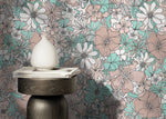 Retro Floral Wallpaper / Peel and Stick Wallpaper Removable Wallpaper Home Decor Wall Art Wall Decor Room Decor - D381