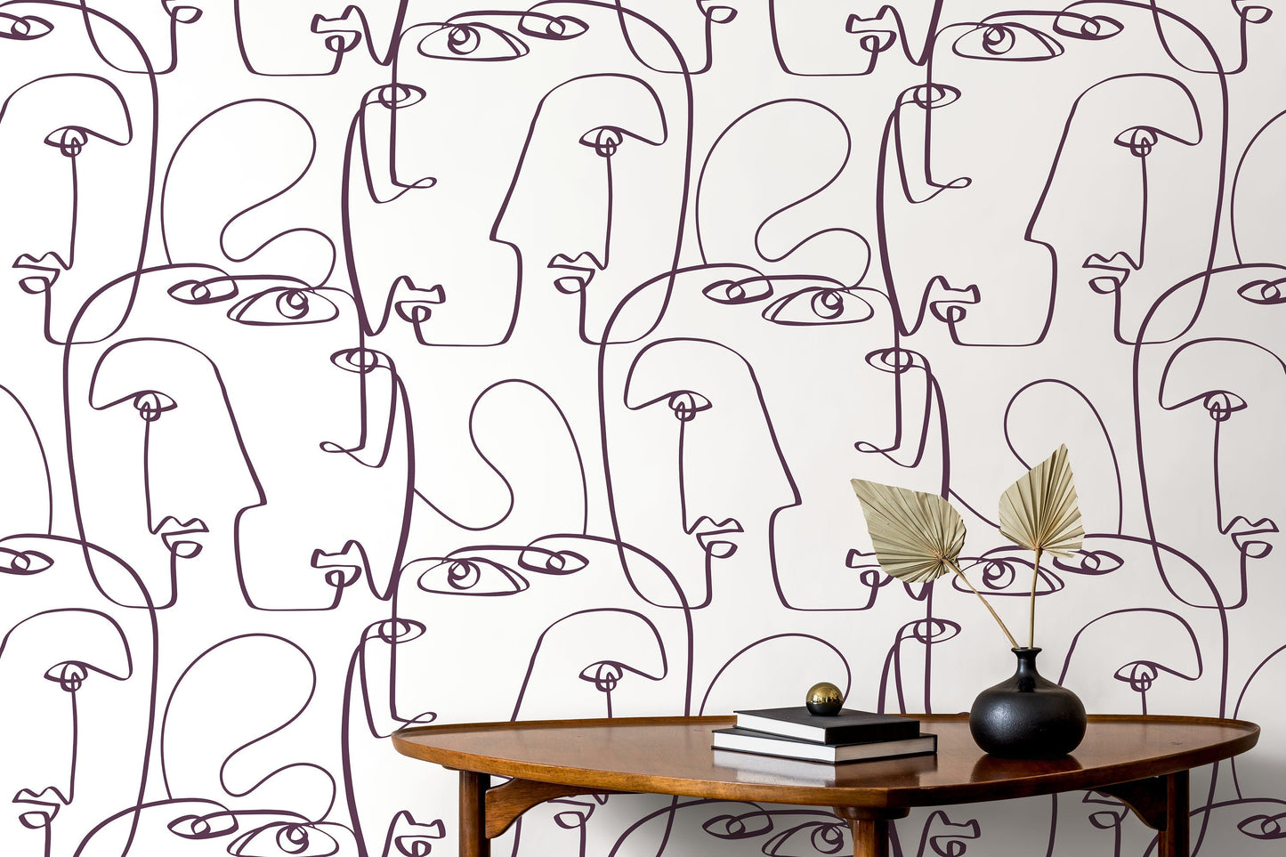 Face Art Line Wallpaper / Peel and Stick Wallpaper Removable Wallpaper Home Decor Wall Art Wall Decor Room Decor - D492