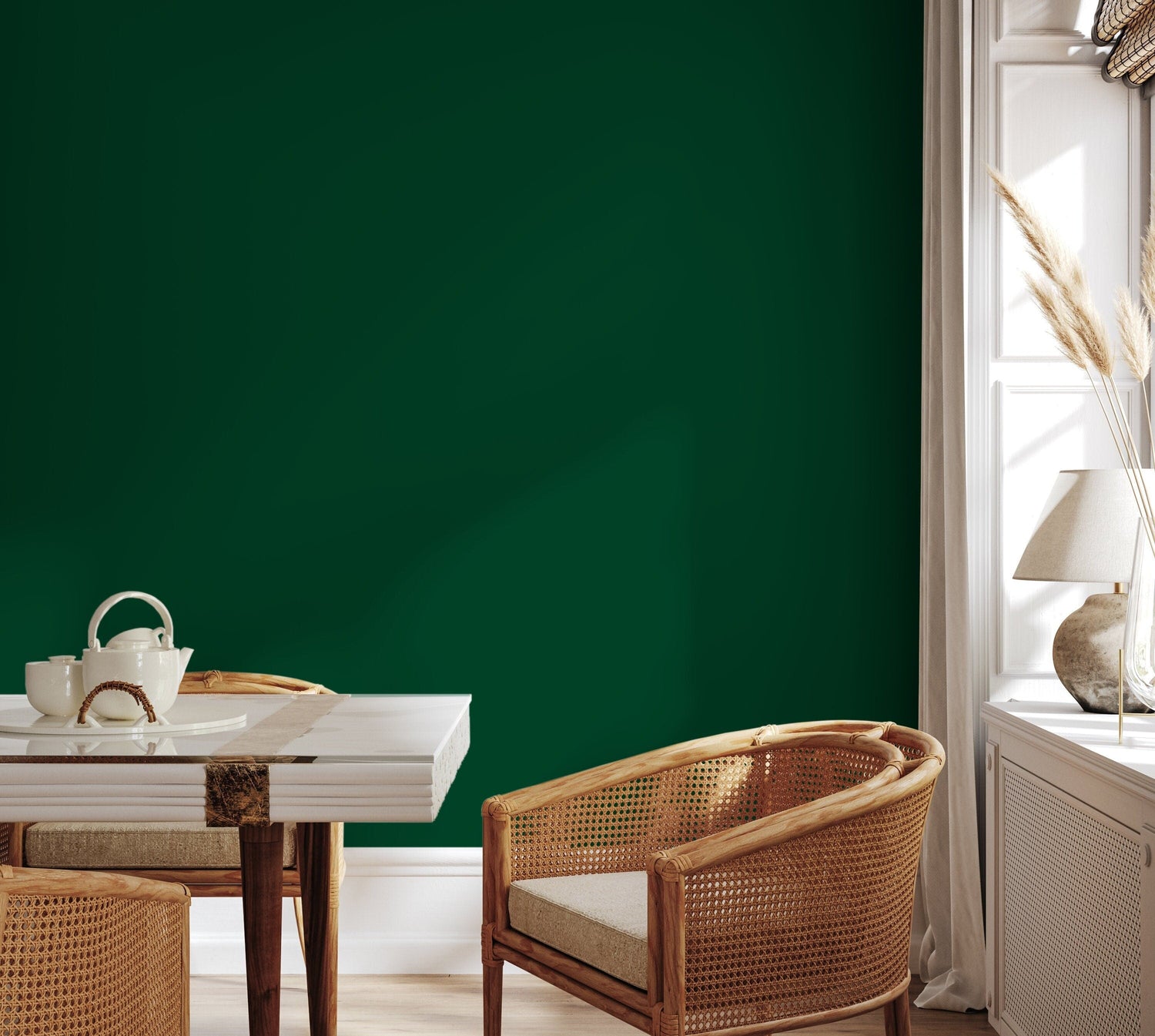 Castleton Green Wallpaper / Solid Color / Peel and Stick Wallpaper Removable Wallpaper Home Decor Wall Art Wall Decor Room Decor - D439