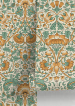 Orange and Green Vintage Wallpaper / Peel and Stick Wallpaper Removable Wallpaper Home Decor Wall Art Wall Decor Room Decor - D522