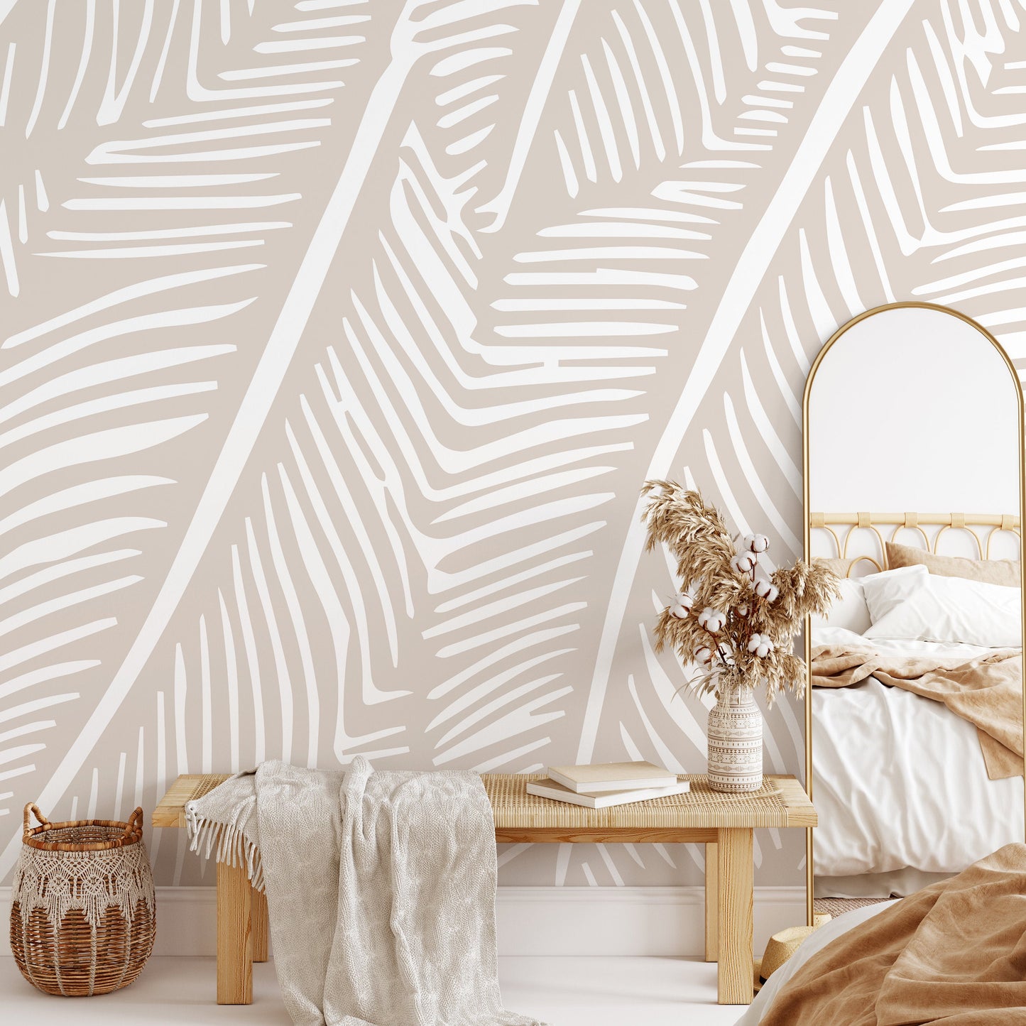 Removable Wallpaper Peel and Stick Wallpaper Wall Paper Wall Mural - Banana Leaf Wallpaper Tropical Wallpaper - B965