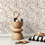 Neutral Abstract Wallpaper Ethnic Wallpaper Peel and Stick Wallpaper Home Decor - D550