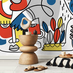 Unique Line Art Faces Wallpaper Abstract Mural Peel and Stick Wallpaper Home Decor - D556