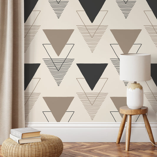 Removable Wallpaper Peel and Stick Wallpaper Wall Paper Wall Mural - Geometric Triangles Wallpaper - C244
