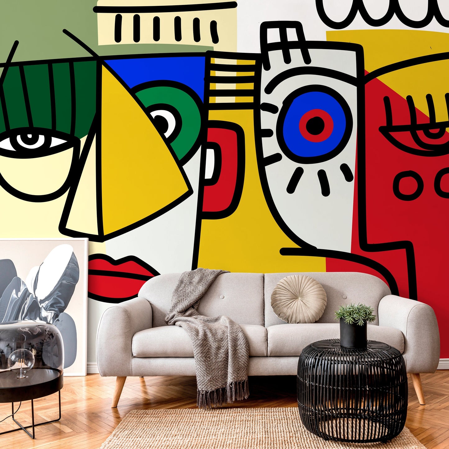 Unique Cubism Art Wallpaper Colorful Abstract Mural Peel and Stick Wallpaper Home Decor - D568