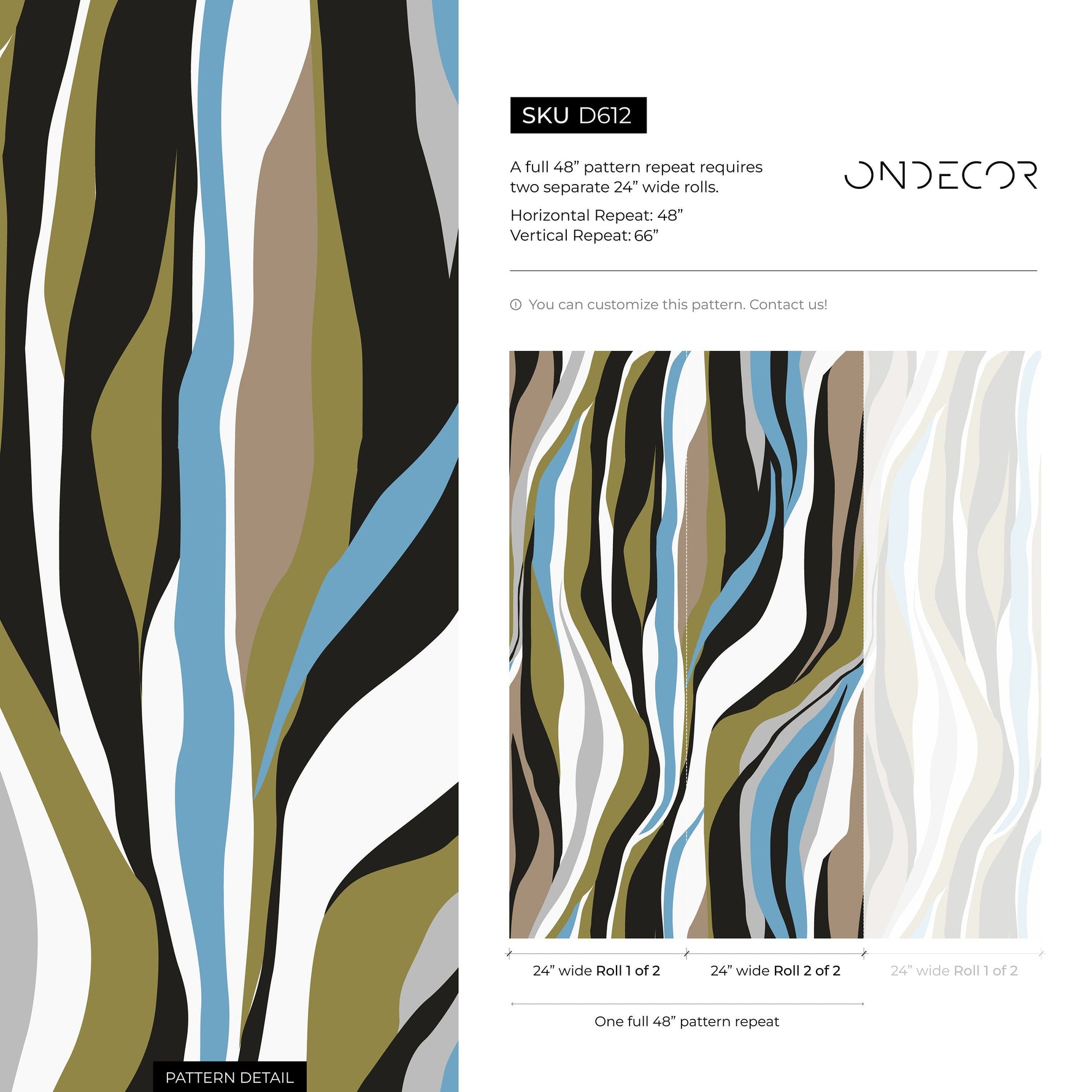 Unique Abstract Waves Wallpaper Maximalist Wallpaper Peel and Stick and Traditional Wallpaper - D612