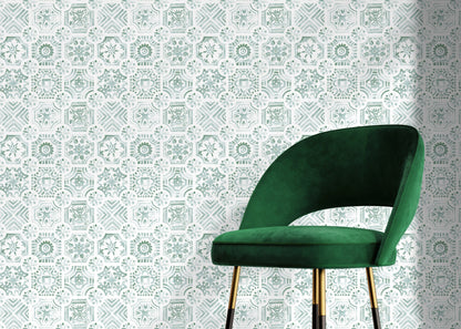 Green Watercolor Tile Wallpaper / Peel and Stick Wallpaper Removable Wallpaper Home Decor Wall Art Wall Decor Room Decor - D534