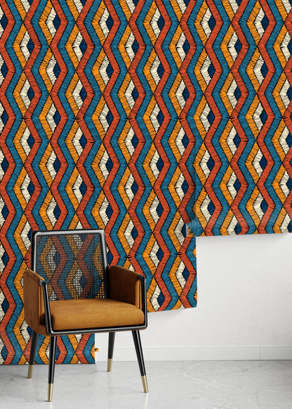 Colorful Chevron Wallpaper / Peel and Stick Wallpaper Removable Wallpaper Home Decor Wall Art Wall Decor Room Decor - D512